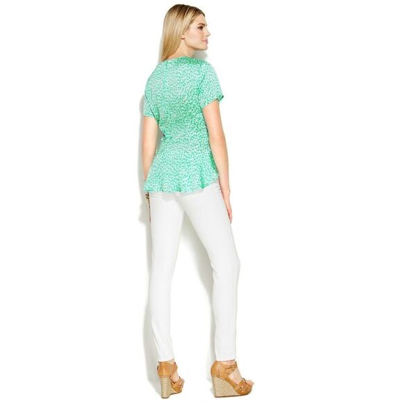New! MICHAEL KORS Women's Leopard Print Peplum-Back Top Blouse Short Sleeve - Picture 4 of 7